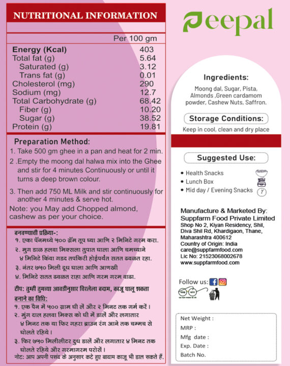 Moong Halwa MIX ( Lentils (DAL) included in premix) - Image 2